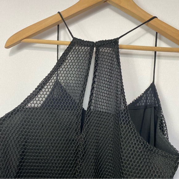 NEW- Express Black Mesh Spaghetti Strap Flowey Tank M - Picture 8 of 9